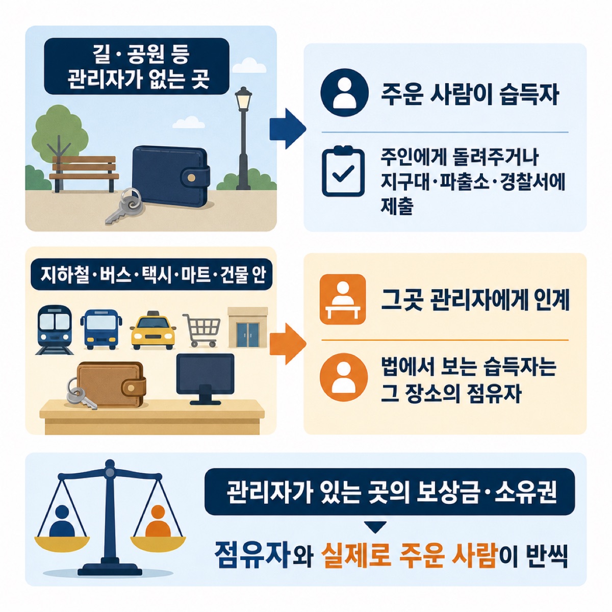 「먼저 가르세요: 길에서 주웠나요, 관리자가 있는 곳에서 주웠나요」 대목을 설명하는 그림